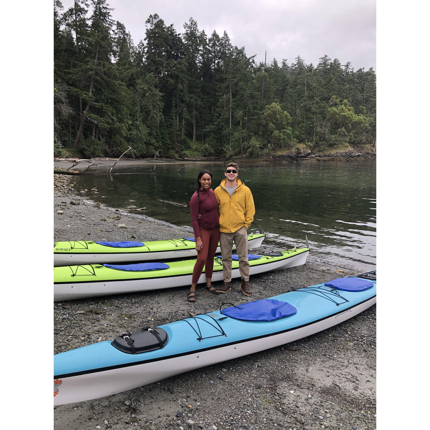 Kayaking with Aidan's mom and stepdad and friend Tim in the San Juan Islands