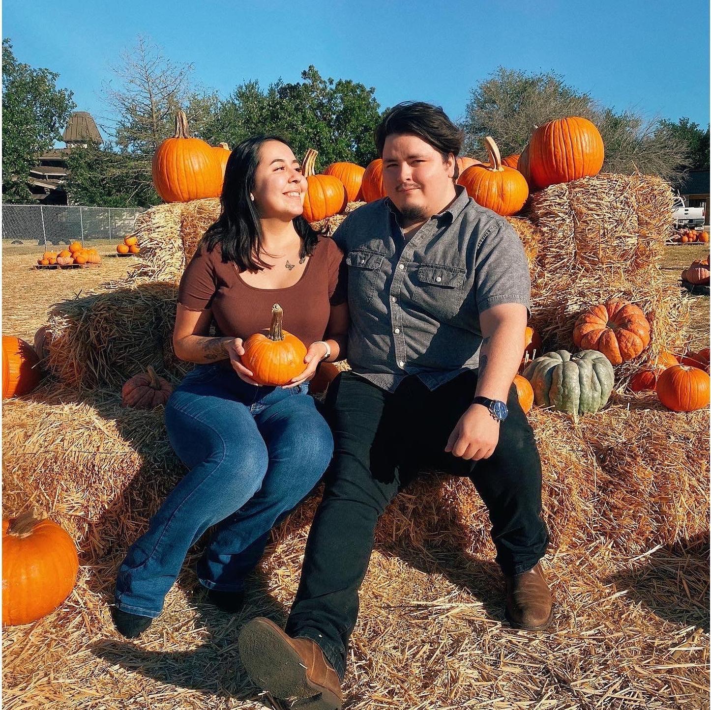 We try to go to the pumpkin patch together every year. This was in 2022