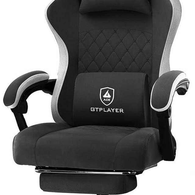 GTPLAYER Gaming Chair, Computer Office Chair with Pocket Spring Cushion, Linkage Armrests and Footrest, High Back Ergonomic Computer Chair with Lumbar Support Task Chair with Footrest