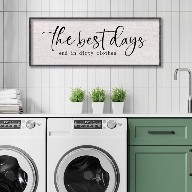 LuZhiQiang Laundry Room Sign Wall Decor The Best Days End In Dirtiest Clothes Signs Wall Art 32×12 inchs Large Wood Framed Hanging (Black)