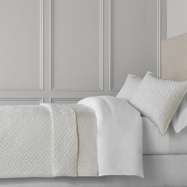 Trapeze Velvet Coverlet, King, Ivory