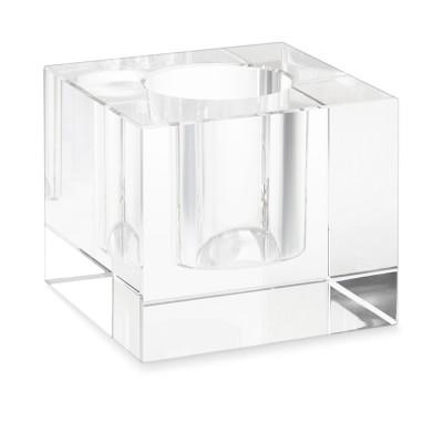 Clear Crystal Block Vase, Large, Square