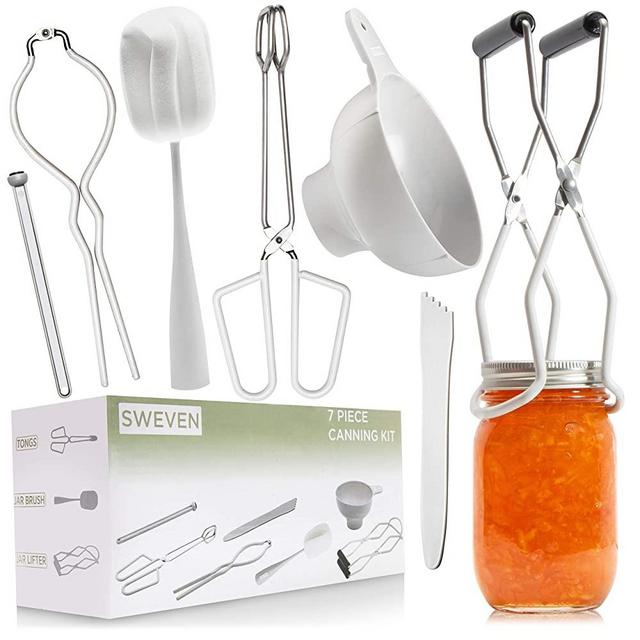 Premium Canning Kit | Canning Supplies Starter Kit | 7 Piece Canning Set | Canning Tools Included: Canning Tongs, Bubble Popper, Jar Lifter, Canning Funnel, Magnetic Lid Lifter, Jar Brush, Jar Wrench