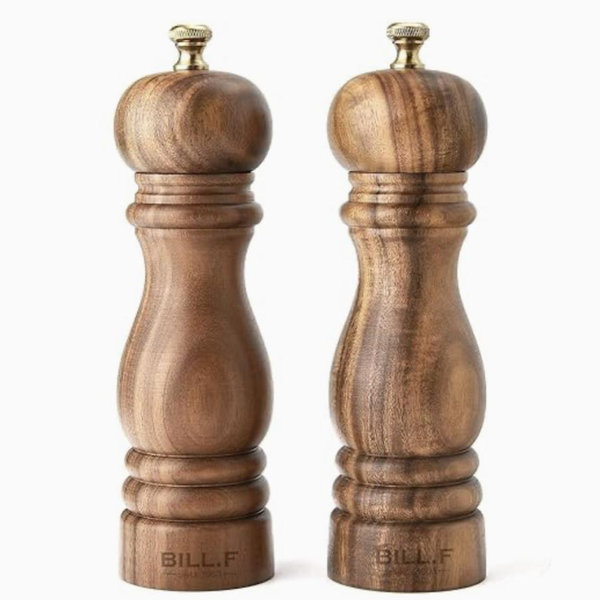 BILL.F Salt and Pepper Grinder Pepper Mill Grinder Pepper Grinders Salt Mill Set of 2 with Adjustable Ceramic Rotor 7 Inch