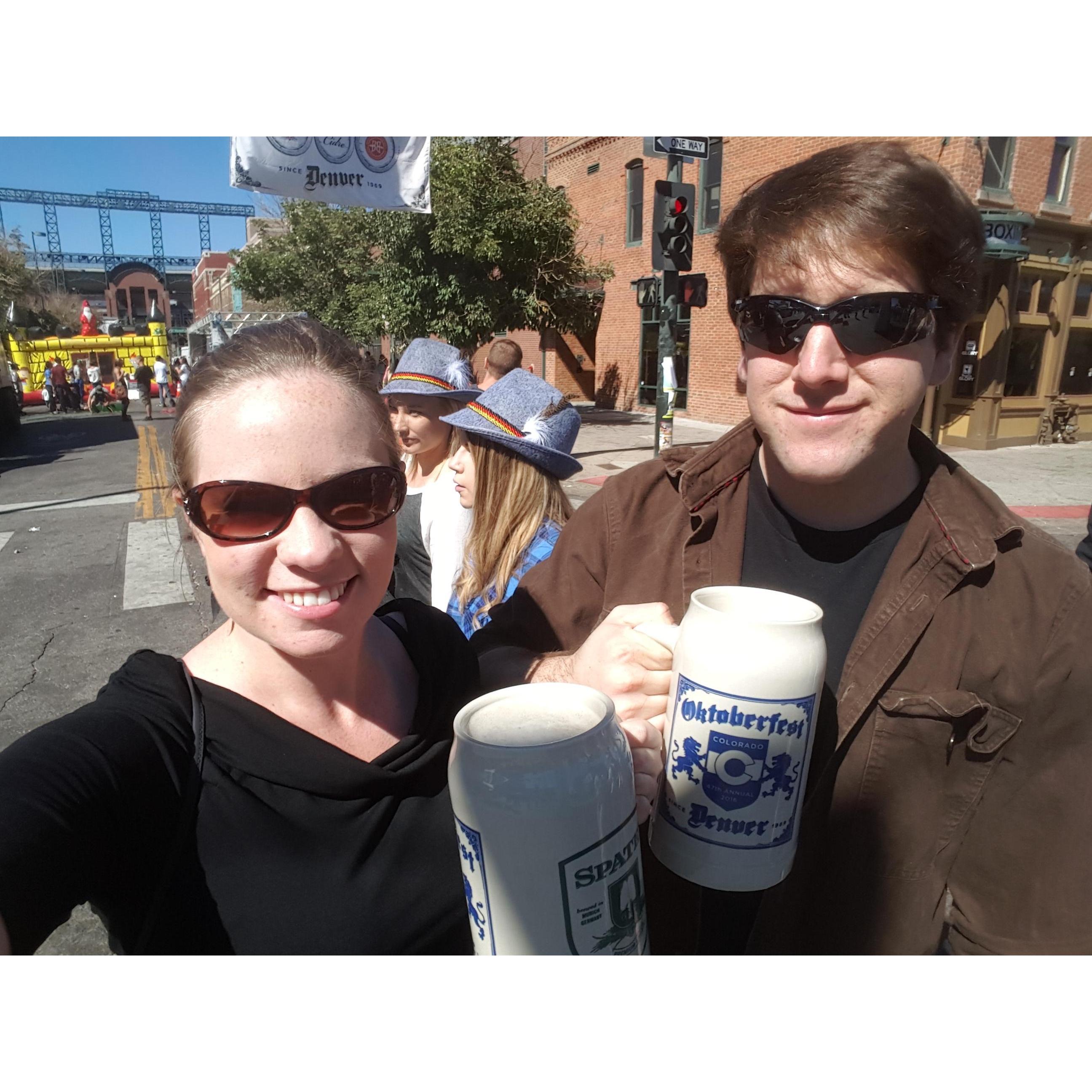 Celebrating Oktoberfest in downtown Denver, 2016