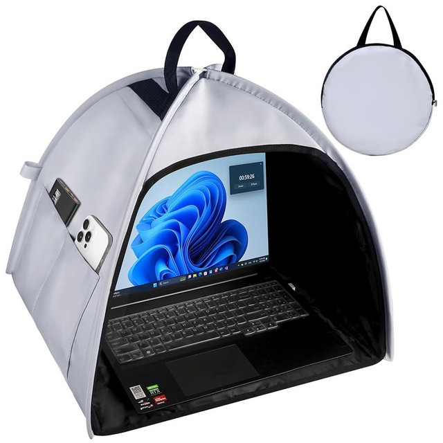 HoYiXi Universal Foldable Laptop Sun Shade & Privacy Shield -Fits 13-16 inch MacBook, Dell, Surface - Blocks Sunlight, Protects Privacy, Working Outdoor Travel,Anti - Glare(Have patents),Grey