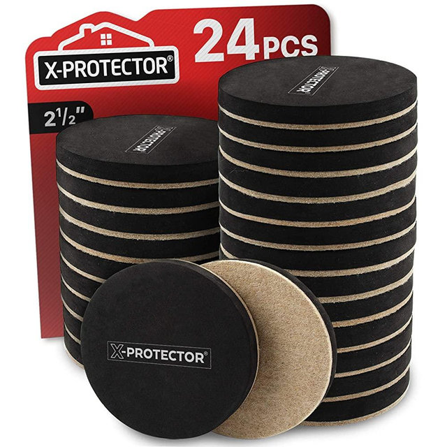 Felt Furniture Sliders Hardwood Floors X-PROTECTOR 24 PCS - Furniture Slider – Heavy Duty Felt Sliders Hard Surfaces - Move Your Furniture Easy & Safely!