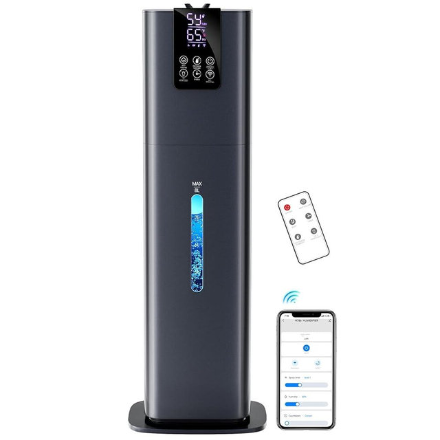 Smart Humidifiers Large Room Bedroom Home, 2.11Gal(8L) Quiet Top Fill Cool Mist Humidifier, Smart App & Remote Control, 3 Speed Humidifier with 360° Nozzle, Humidity Setting for Baby Office(Blue)
