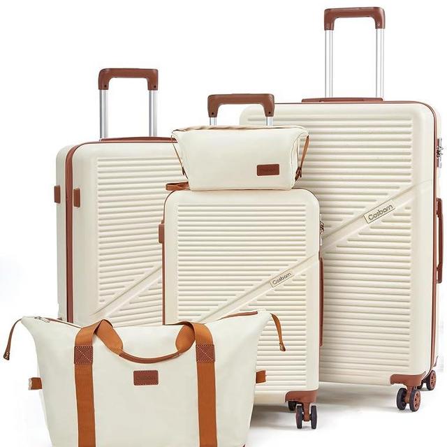 Cosbarn Luggage Sets 5 Piece Suitcases with Wheels, Suitcase Set ABS Hard Case Luggage with TSA Lock Spinner Wheels Durable Travel Luggage(White, 5-Piece Set(20"/24"/28"))