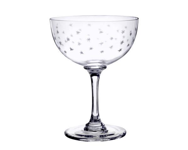 A Set of Six Champagne Saucers with Stars Design