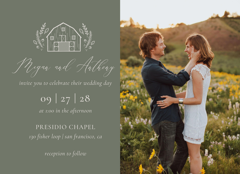 Humbyrd Photo | Dark Sage | Zola Wedding Invitations