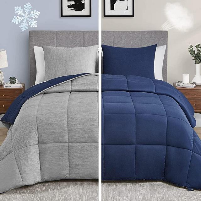 Umchord Blue Queen Comforter Set, Reversible Cooling & Breathable Comforter, Lightweight All Season Down Alternative Comforter, 3 Pieces Bedding Comforter Set (88"x88")