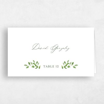 Dark Olive, Green Wedding Place Card - Blosser