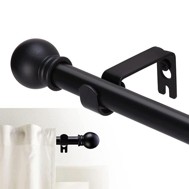 Curtain Rods for windows 28 to 48 inch,5/8" Diameter Metal Standard Decorative Curtain Rod Set,Small Adjustable Telescoping Curtain Rod，Matte Black