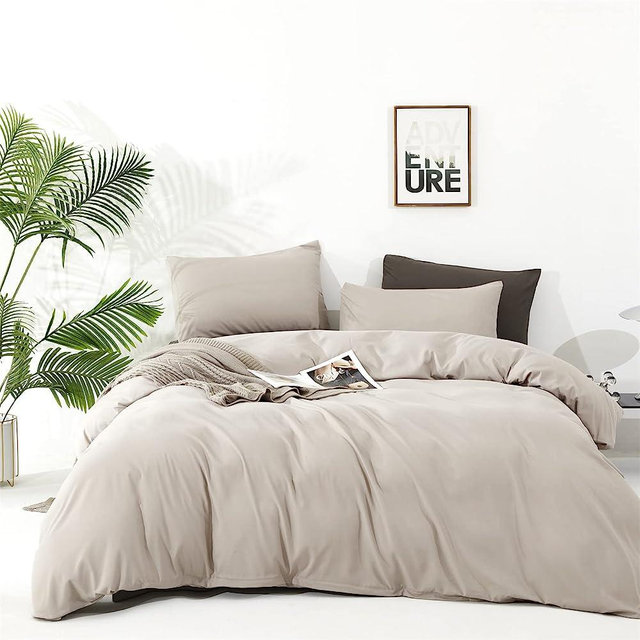 Cottonight Beige Coffee Comforter Set Queen Cream Khaki Bedding Comforter Set Full Light Champagne Solid Blanket Quilts Cotton Modern Soft Breathable Beige Taupe 3 Piece Light Coffee Bedding Set
