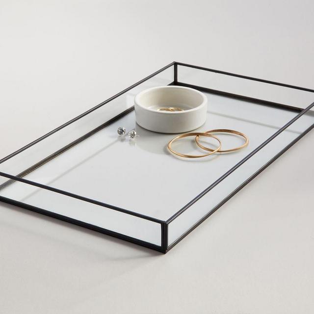 Decorative Bronze and Glass Tray, Medium, 18"W