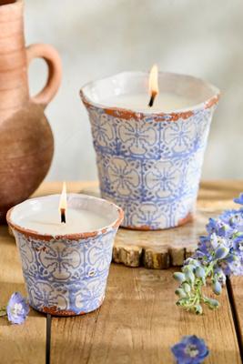 Block Print Citronella Candle, Blue