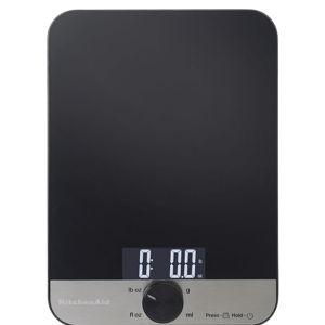 KitchenAid KQ908 Glass Surface 11 Pound Capacity Digital Kitchen and Food Scale, Scale for Food Ounces and Grams, Dry and Liquid Ingredients, Black