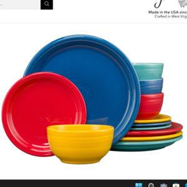 Mixed Vibrant Bistro Coupe 12-Piece Dinnerware Set, Service for 4