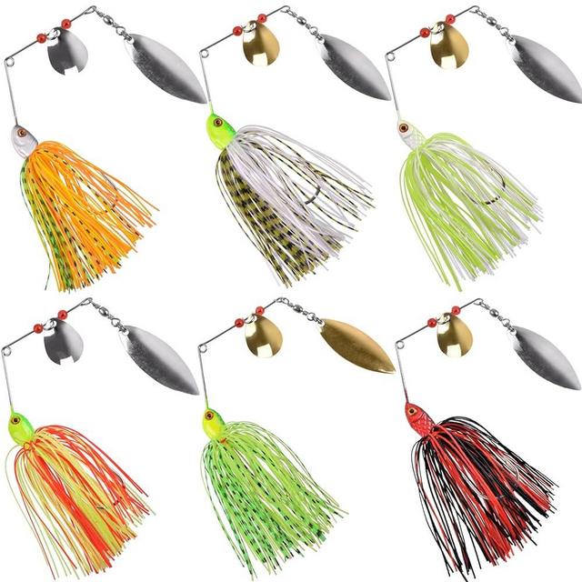 Fishing Lures Spinnerbait, Bass Fishing Lure Spinner Baits Kit Hard Metal Multicolor Buzzbait Spinnerbait Jigs for Bass Pike Trout Salmon
