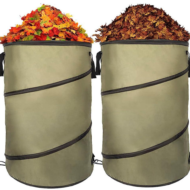 Collapsible Lawn and Leaf Bag Pop-Up Trash Can/Recycle Bin Leaf Waste Bag Outdoor Leaf Bin, 30 Gallon Collapsible Garden Bag for Lawn Yard Garden Camping with Handle(2 Pack)