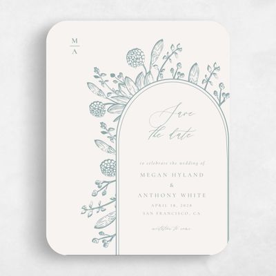 White Rounded Wedding Save the Date - Preciada Portrait