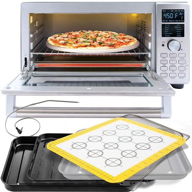 NuWave Bravo XL 1800-watt Smart Air Fryer Convection Oven with Integrated Digital Temperature Probe Plus Exclusive Silicone Pad & Stainless Steel Tray (Amazon Exclusive)