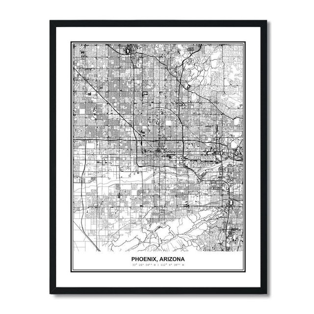 Susie Arts 11X14 Unframed Phoenix Arizona Wall Art Map Metropolitan City Road View Abstract Street Print Poster Decor Home Office sdm075