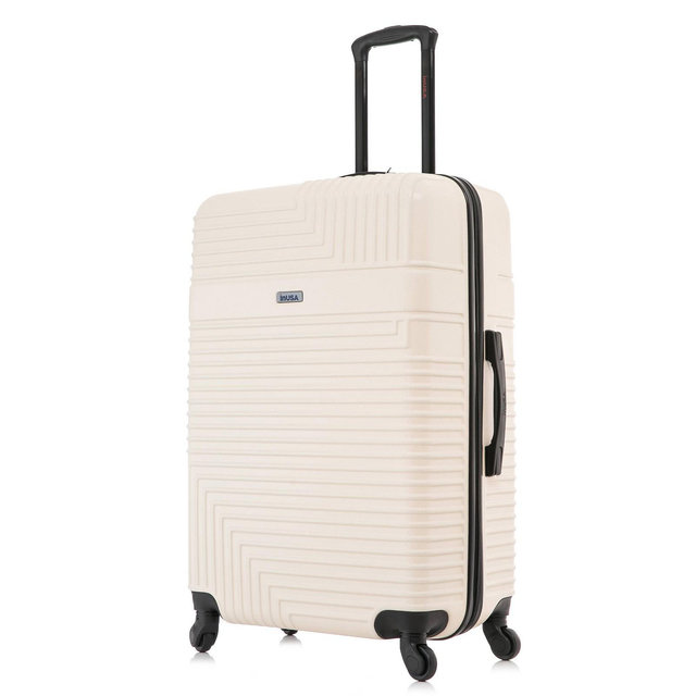 InUSA Resilience 28" Lightweight Hardside Checked Spinner Suitcase - Beige