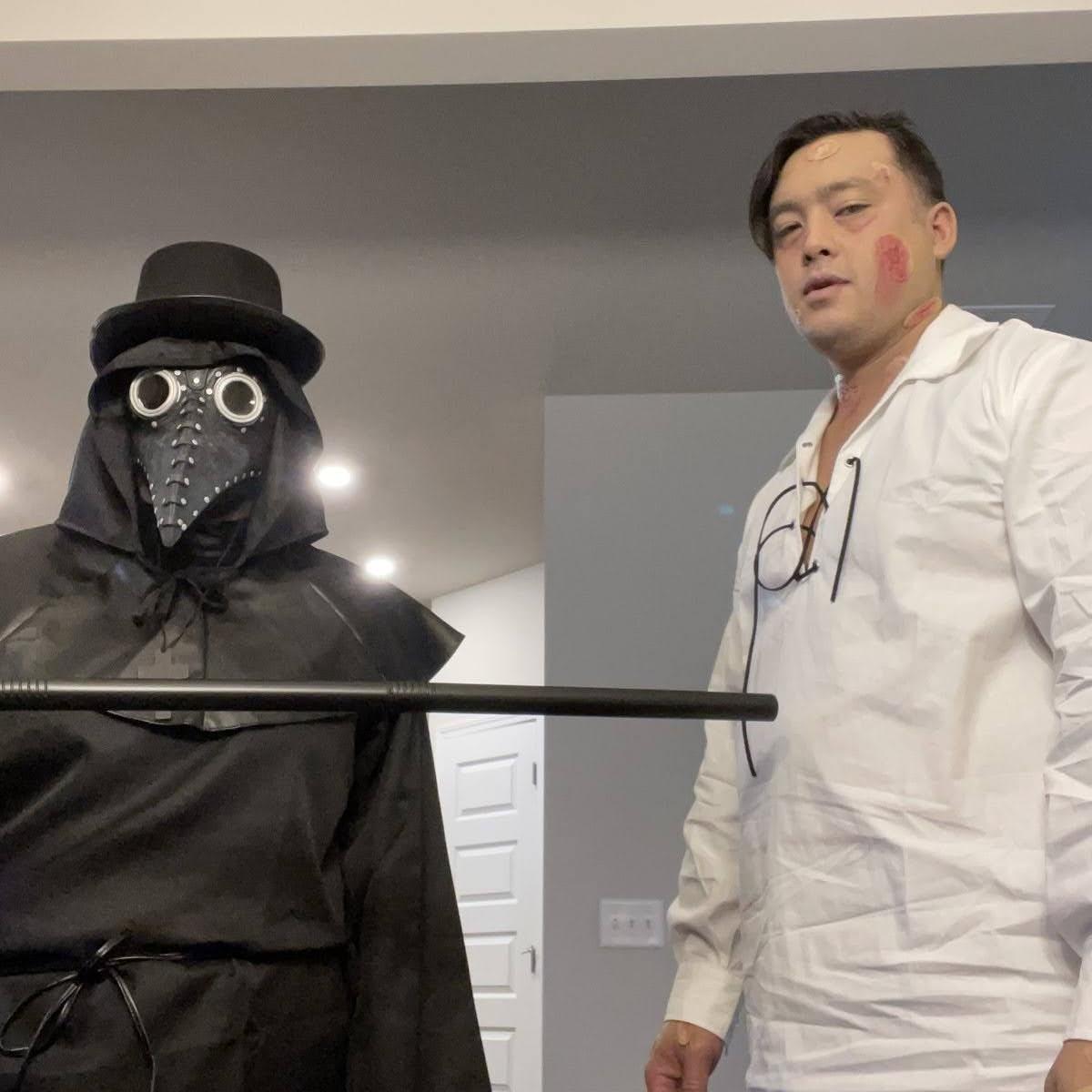 Tammy's costume: plague doctor; Darryl's costume: plague patient. Halloween 2021.