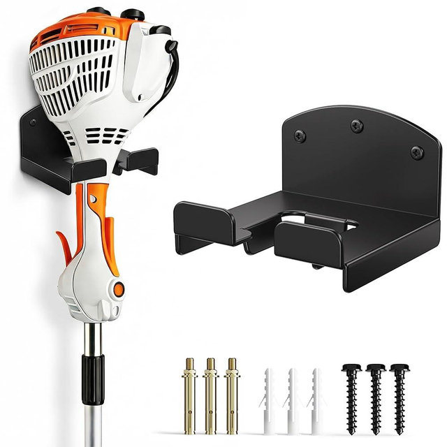 niffgaff Weed Wacker Wall Rack - Heavy Duty Garage Tool Organizer with Hooks for Trimmer, Blower, Lawn Equipment Storage, Mount for Wood/Concrete Walls, 1pcs