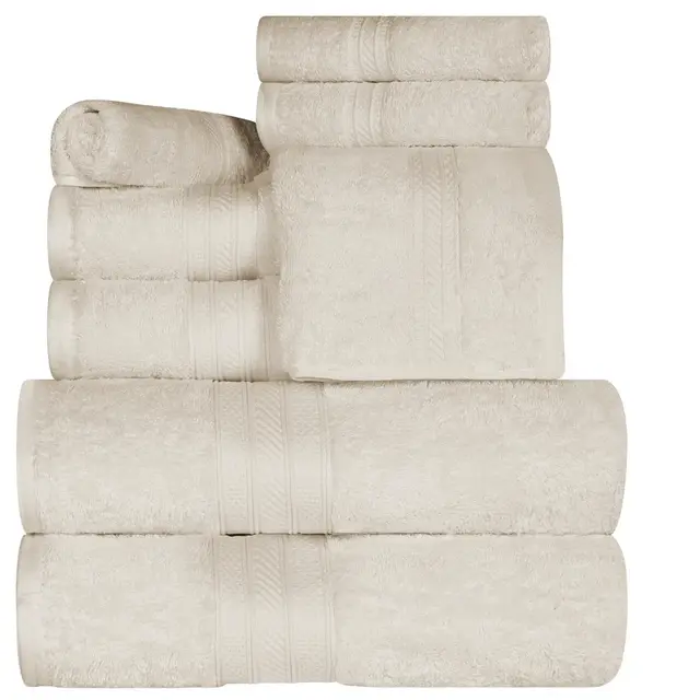 Cotton Highly Absorbent Solid Assorted 8-Piece Towel Set, Almond - Blue Nile Mills