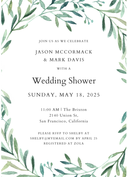 Eastwick Wreath | White | Zola Wedding & Bridal Shower Invitations