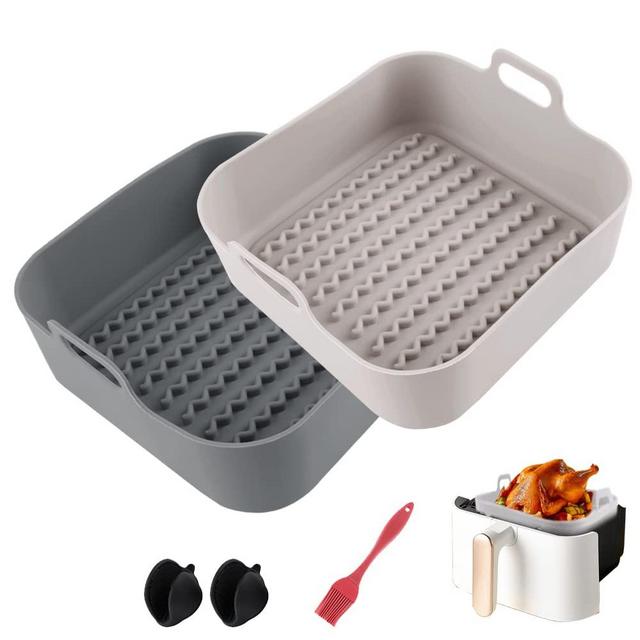  2Pcs Air Fryer Silicone Pot 8 Inch Silicone Air Fryer Liners  Basket Food Safe Non Stick Air Fryer Accessories Reusable Replacement  Parchment Air Fryer Liner Paper Fits 3.6 To 6.8QT Air