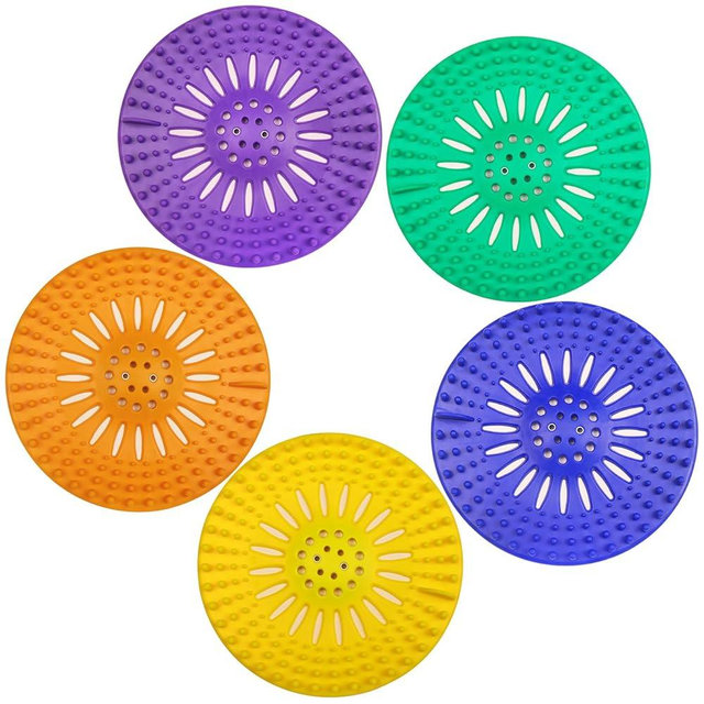 Drain Hair Catcher Durable Silicone Hair Stopper Shower Drain Covers with Iron Easy to Install and Clean Shower Drain Hair Trap Suit for Bathroom Bathtub Tub and Kitchen 5 Pack