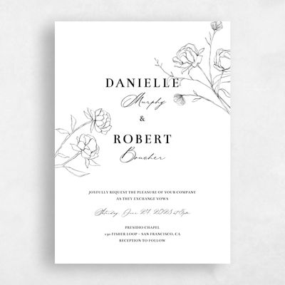 White Wedding Invitation - Ingrid Portrait