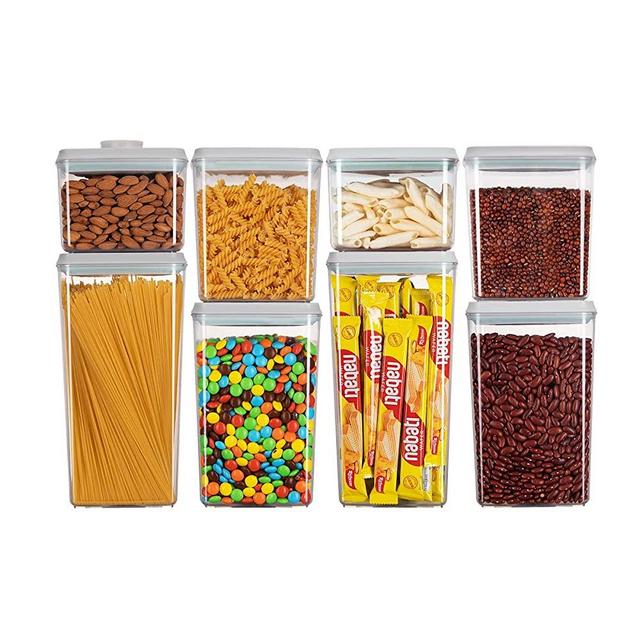 Food Storage Containers, Pop Airtight Food Storage Containers with Lids for Kitchen Pantry Organizing Stackable Container For Cereal Snack Flour Sugar Coffee Spaghetti - 8 Pcs(1.2, 2.0, 2.7, 3.3qt)*2