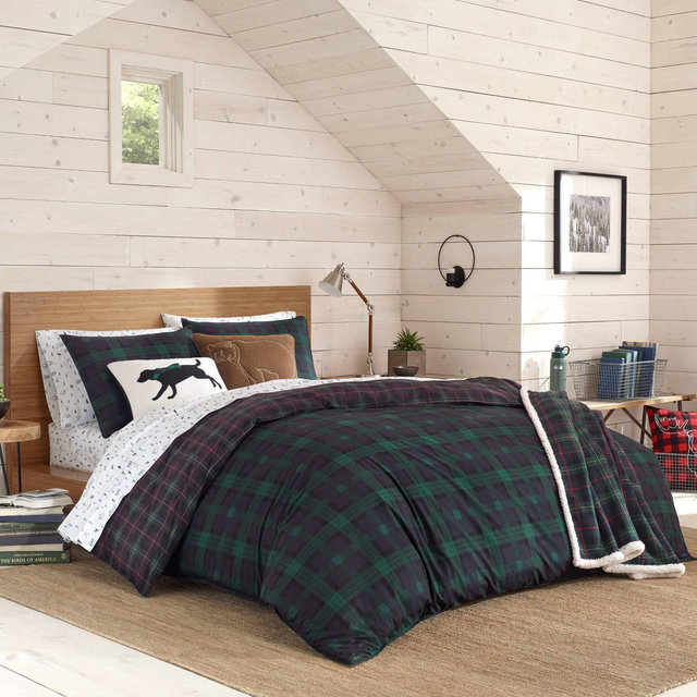 Eddie Bauer King Woodland Tartan Comforter Set Green
