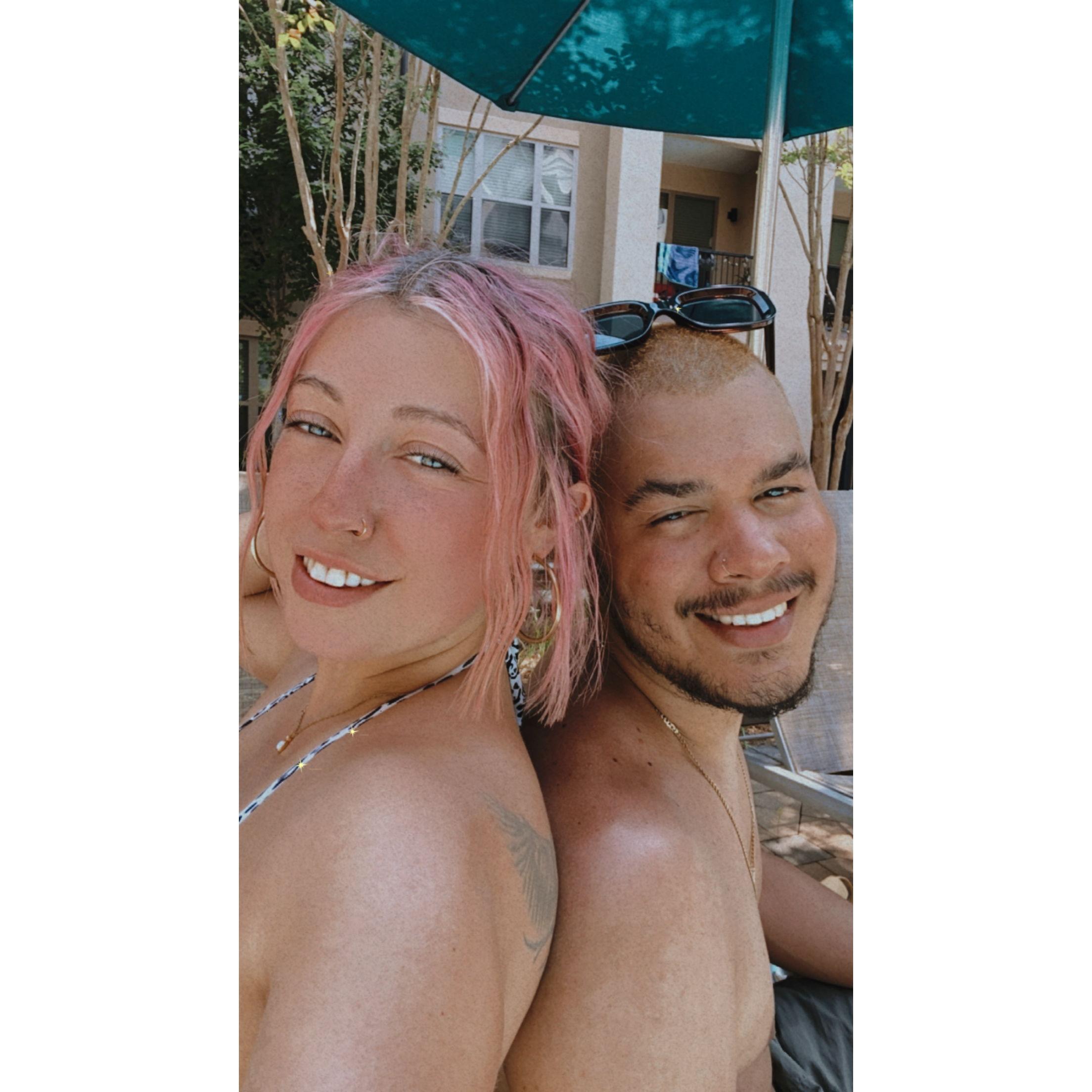 Our first Fourth of July together, spent with friends by the pool!
