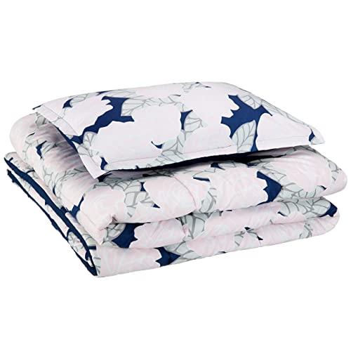 AmazonBasics Kid's Comforter Set - Soft, Easy-Wash Microfiber - Twin, Pink Flowers