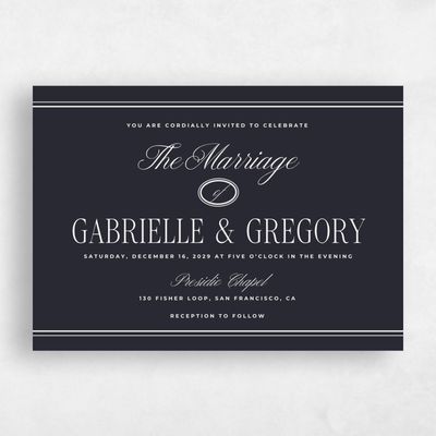 Ebony, Black Wedding Invitation - Querido Landscape