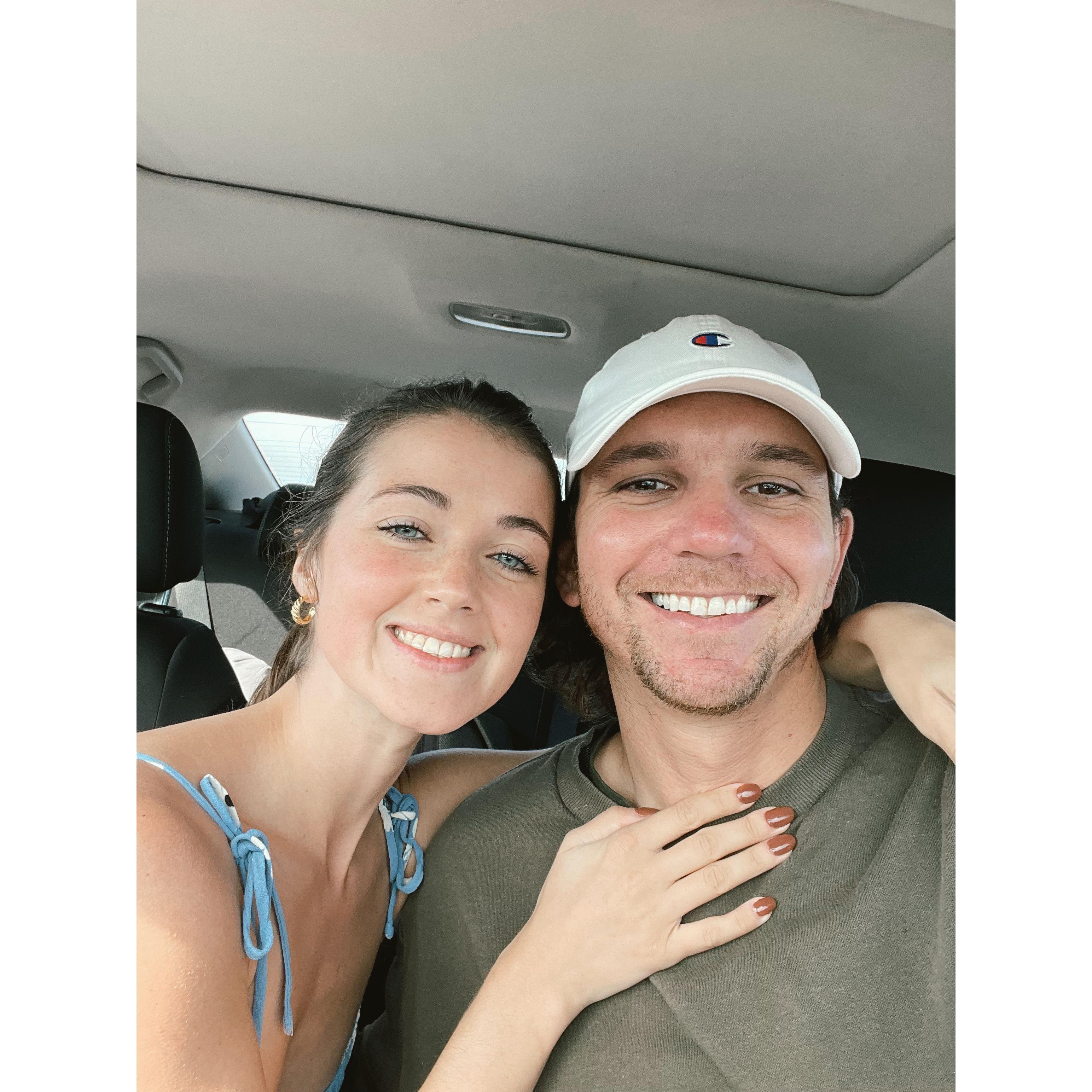 On the ferry to Burlington right after we got engaged