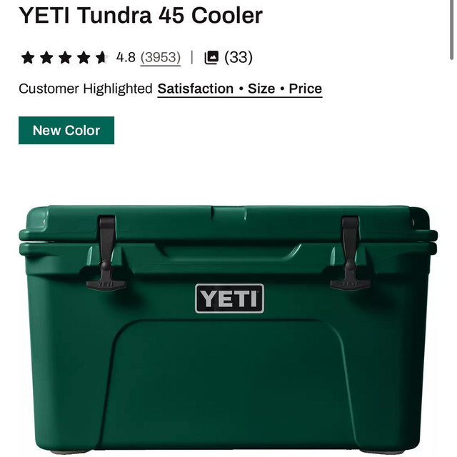 YETI Tundra 45 Cooler - Blck Forest Green
