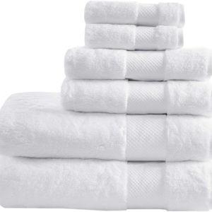 MADISON PARK SIGNATURE Turkish 100% Cotton 600Gsm Luxury Premium Thick Soft Abosorbant Hotel Bathroom Towel Set Shower Hand Face Washcloths, Assorted Sizes, Natural 6 Piece