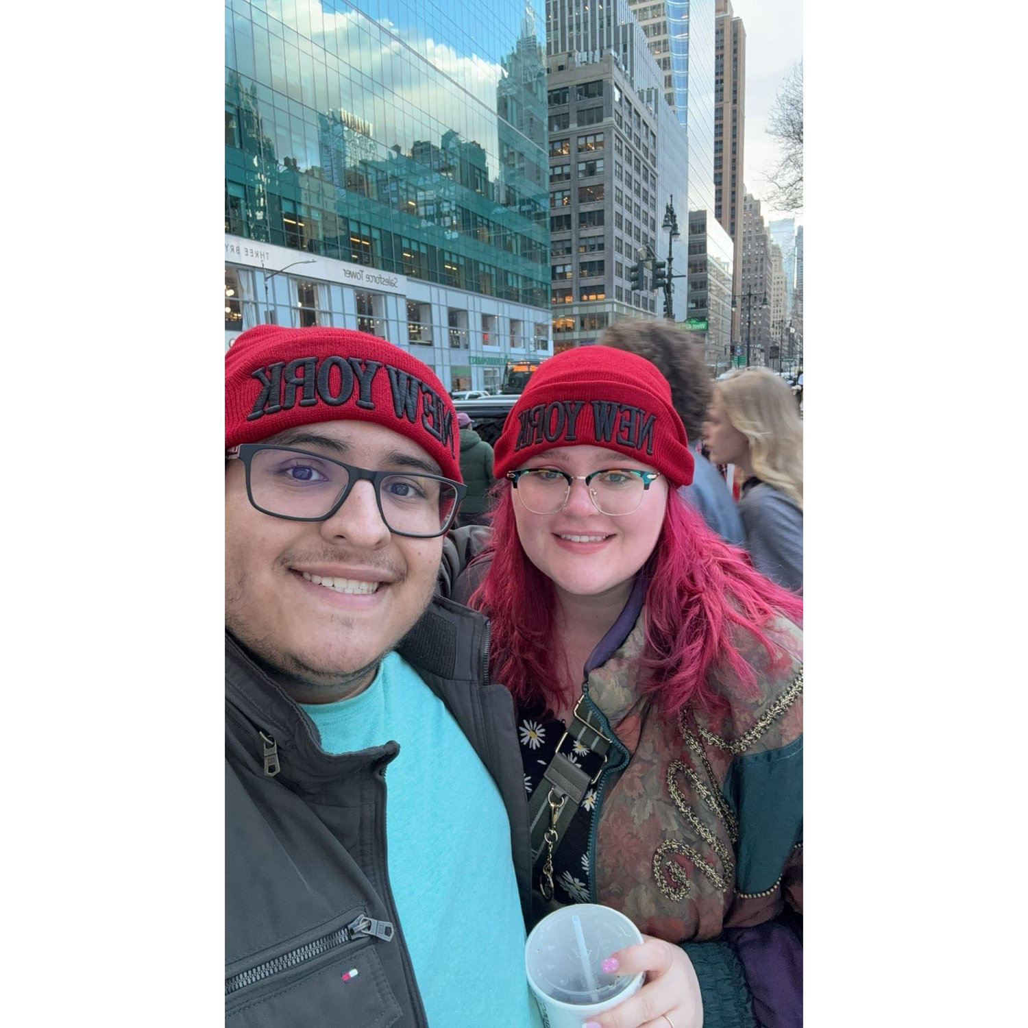 Exploring NYC as very newly engaged.