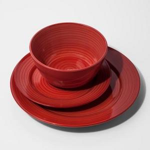 Stoneware 12pc Brushstrokes Dinnerware Set Deep Red - Threshold™