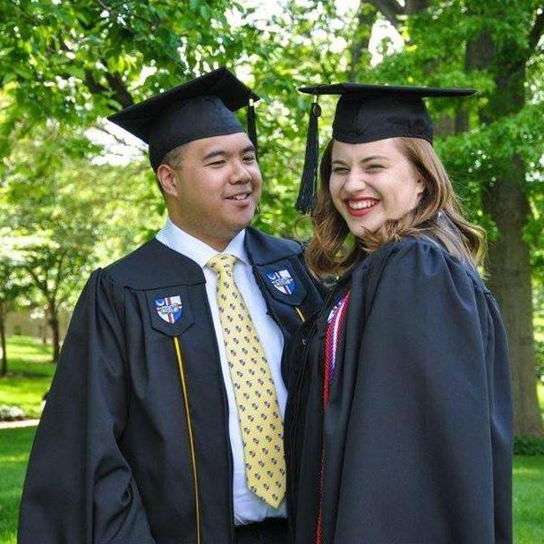 Catholic University Commencement, May 2017. Victor graduated with his Masters degree and Greta with her Bachelors degree.