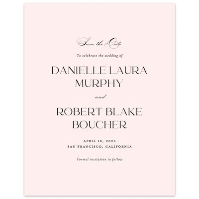 Lightest Blush, Pink Wedding Digital Save the Date - Hilltone Portrait