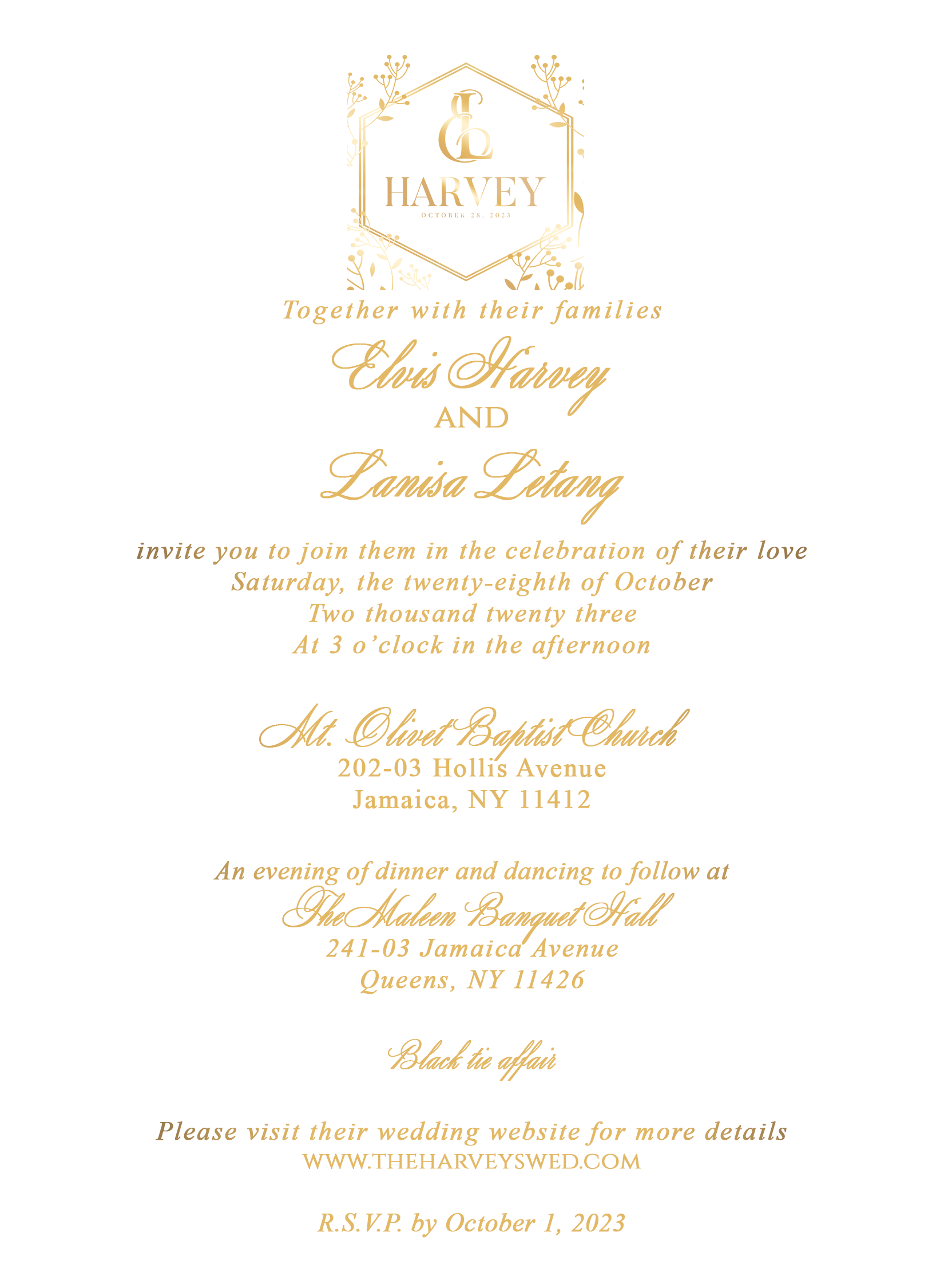 The Wedding Website of Lanisa Letang and Elvis Harvey