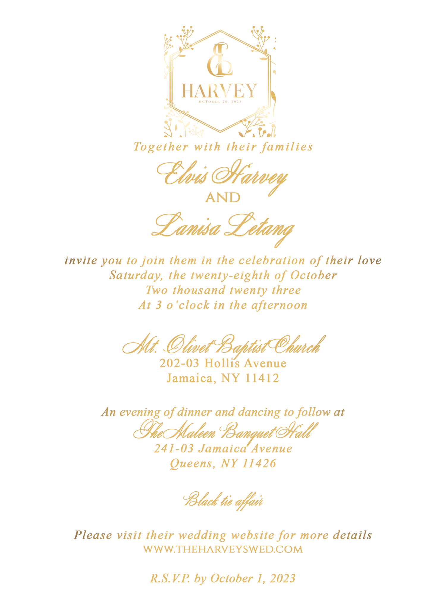 The Wedding Website of Lanisa Letang and Elvis Harvey